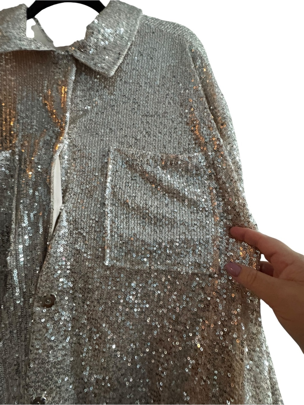 Ruby Rd Sequin Button-Front Shirt Jacket 3X - Picture 6 of 9
